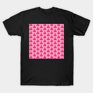 Christmas Tree Pattern Monochromatic Pink T-Shirt